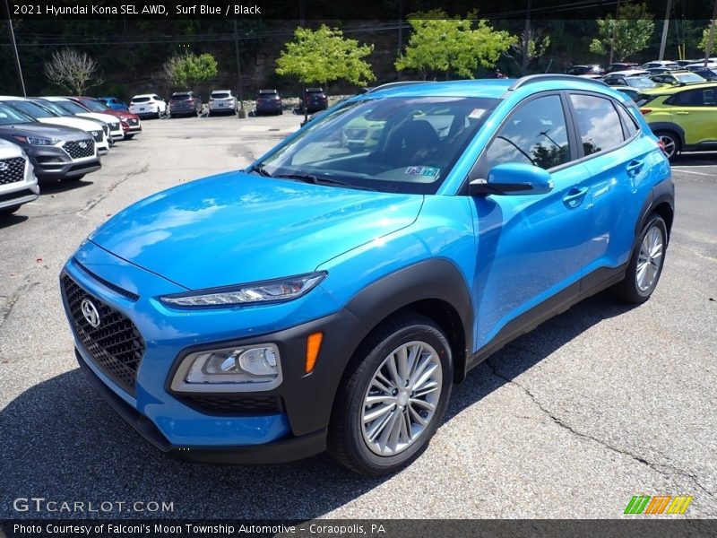 Surf Blue / Black 2021 Hyundai Kona SEL AWD
