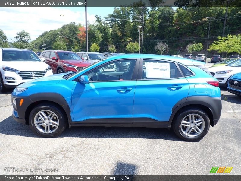 Surf Blue / Black 2021 Hyundai Kona SE AWD