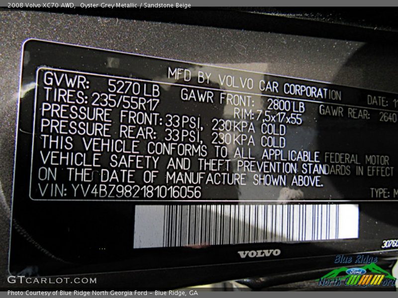 Oyster Grey Metallic / Sandstone Beige 2008 Volvo XC70 AWD