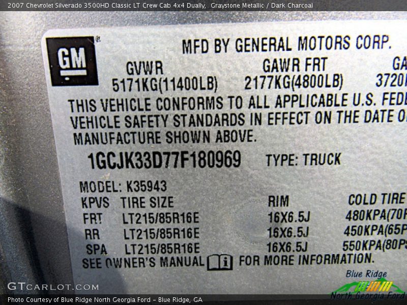 Graystone Metallic / Dark Charcoal 2007 Chevrolet Silverado 3500HD Classic LT Crew Cab 4x4 Dually