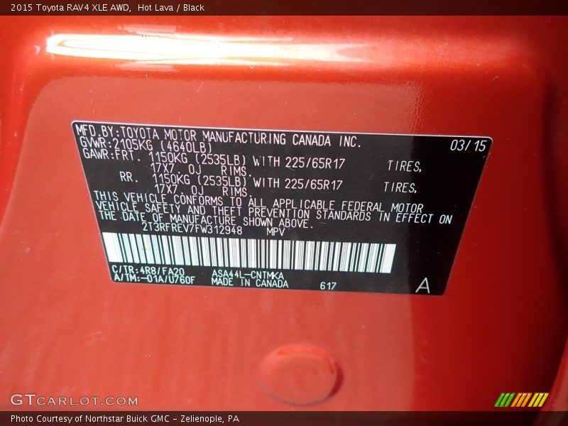 Hot Lava / Black 2015 Toyota RAV4 XLE AWD