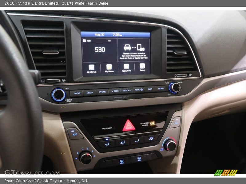 Quartz White Pearl / Beige 2018 Hyundai Elantra Limited