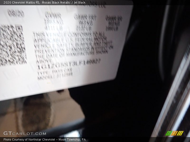 Mosaic Black Metallic / Jet Black 2020 Chevrolet Malibu RS