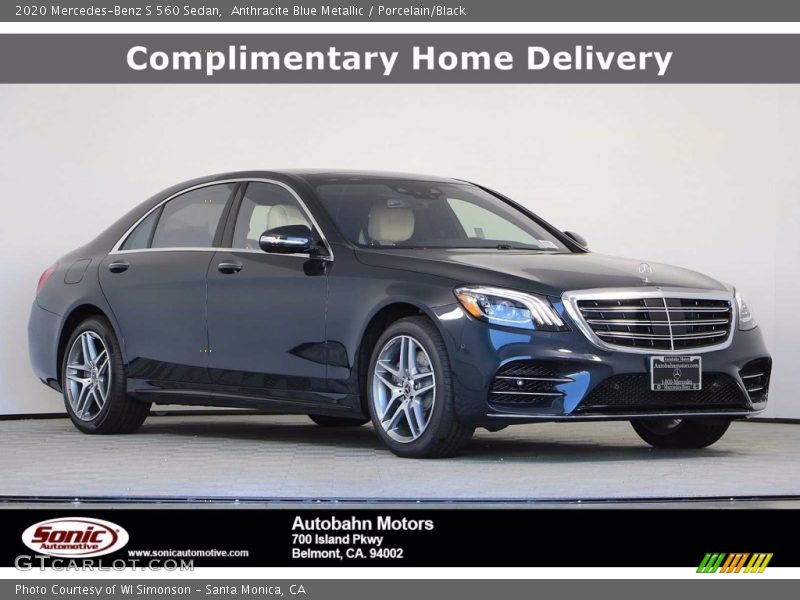 Anthracite Blue Metallic / Porcelain/Black 2020 Mercedes-Benz S 560 Sedan