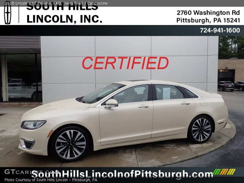 Ivory Pearl / Cappuccino 2018 Lincoln MKZ Reserve AWD