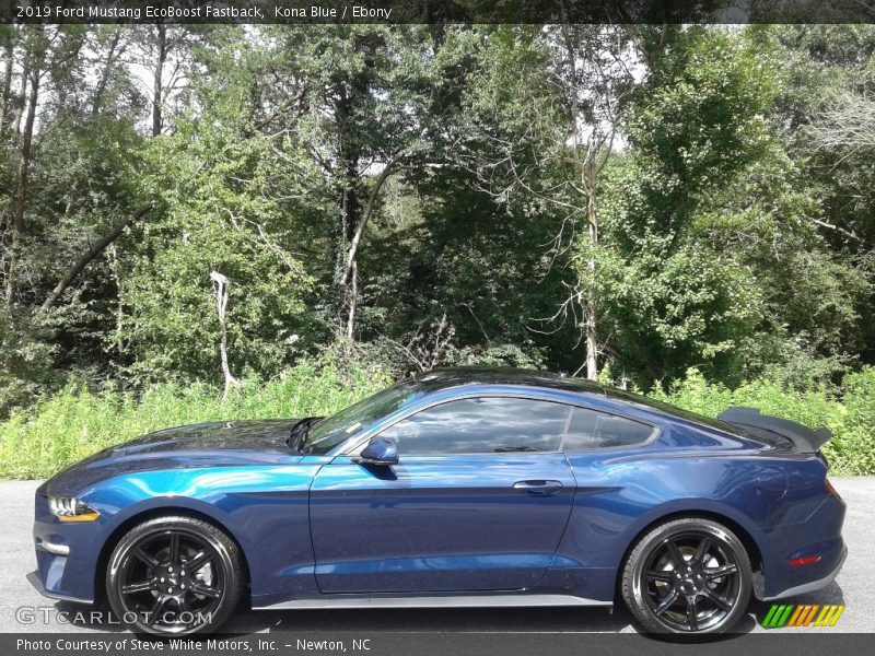 Kona Blue / Ebony 2019 Ford Mustang EcoBoost Fastback