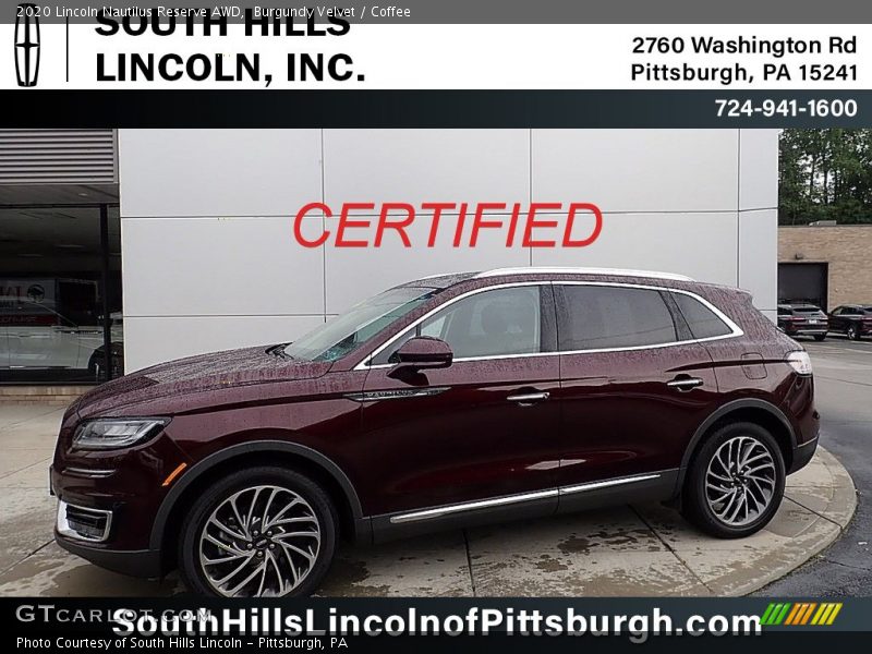 Burgundy Velvet / Coffee 2020 Lincoln Nautilus Reserve AWD