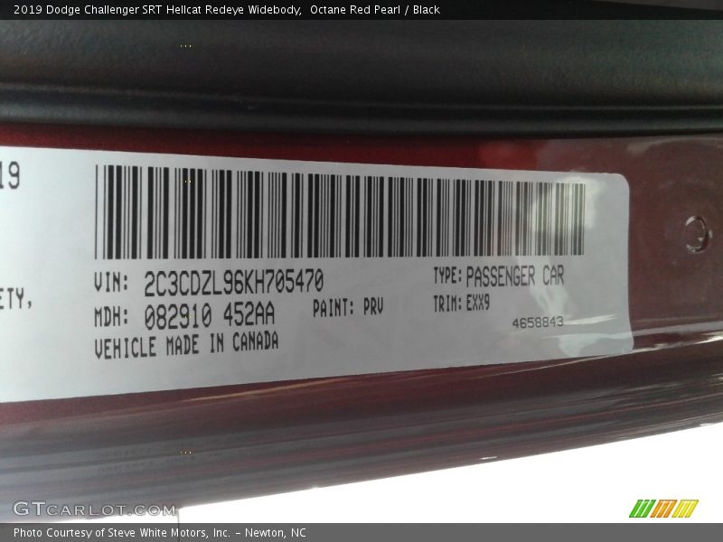 2019 Challenger SRT Hellcat Redeye Widebody Octane Red Pearl Color Code PRV