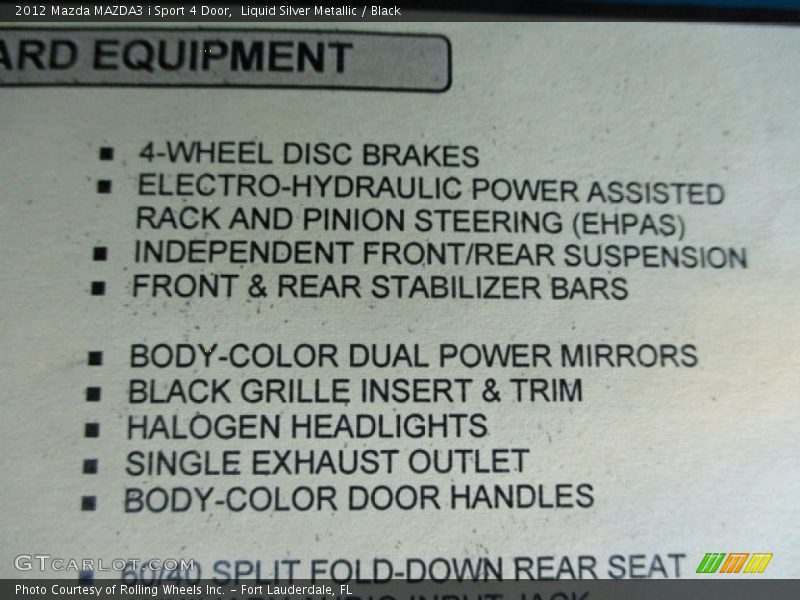 Liquid Silver Metallic / Black 2012 Mazda MAZDA3 i Sport 4 Door