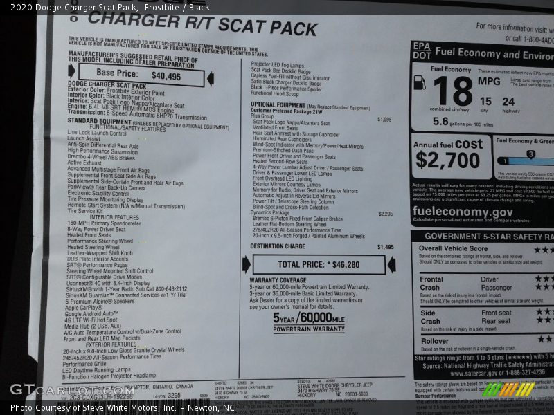 Frostbite / Black 2020 Dodge Charger Scat Pack