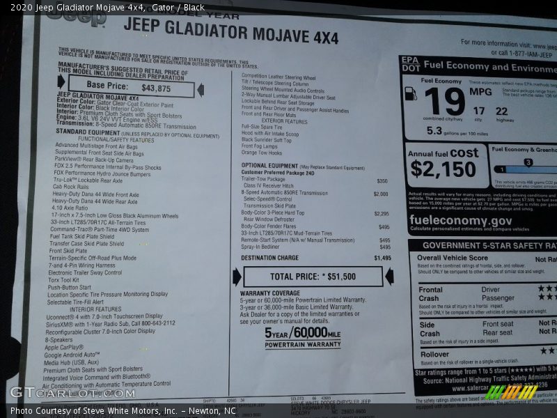 Gator / Black 2020 Jeep Gladiator Mojave 4x4