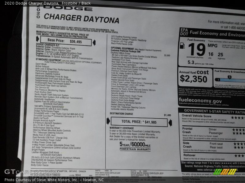  2020 Charger Daytona Window Sticker
