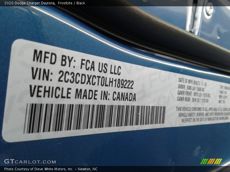 Frostbite / Black 2020 Dodge Charger Daytona
