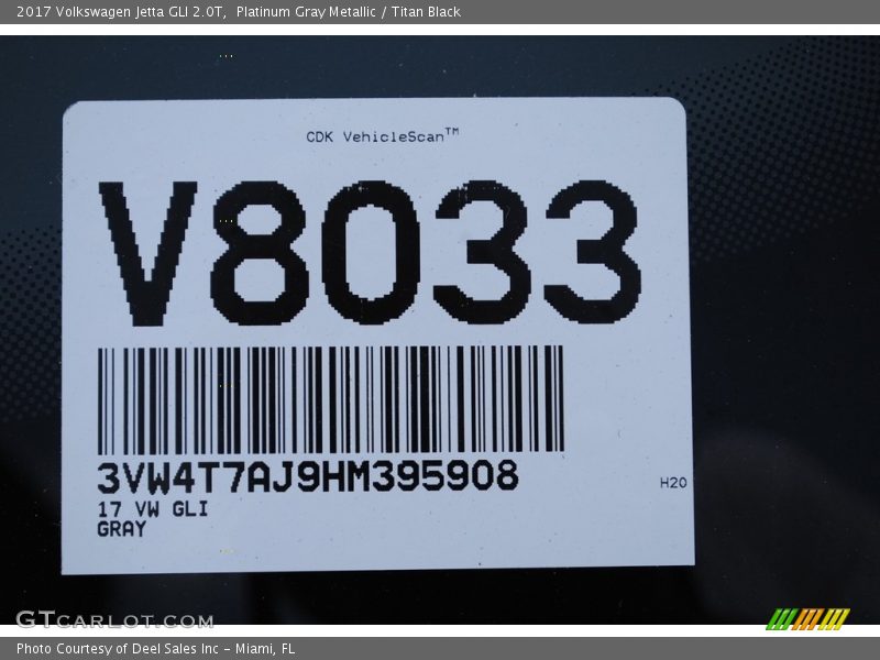 Platinum Gray Metallic / Titan Black 2017 Volkswagen Jetta GLI 2.0T
