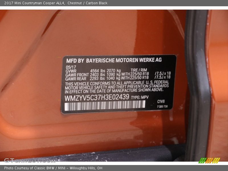 Chestnut / Carbon Black 2017 Mini Countryman Cooper ALL4