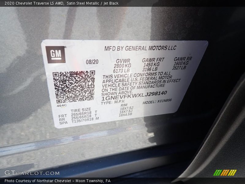 Satin Steel Metallic / Jet Black 2020 Chevrolet Traverse LS AWD