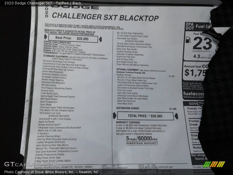 TorRed / Black 2020 Dodge Challenger SXT
