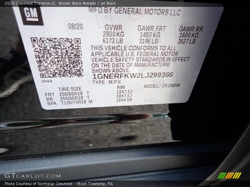 Mosaic Black Metallic / Jet Black 2020 Chevrolet Traverse LS