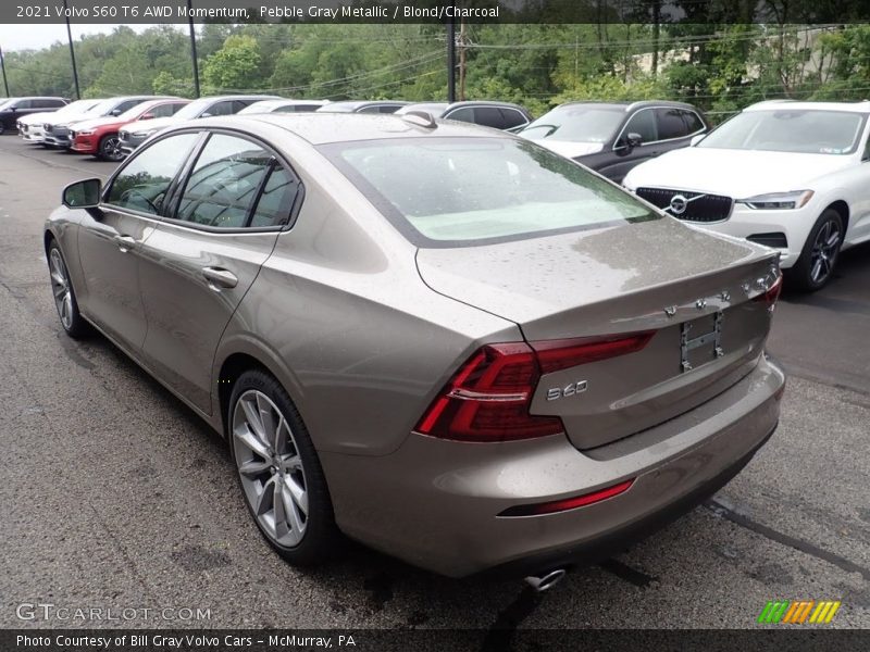 Pebble Gray Metallic / Blond/Charcoal 2021 Volvo S60 T6 AWD Momentum