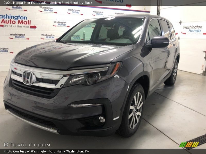 Modern Steel Metallic / Black 2021 Honda Pilot EX-L AWD