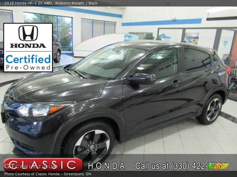 Mulberry Metallic / Black 2018 Honda HR-V EX AWD