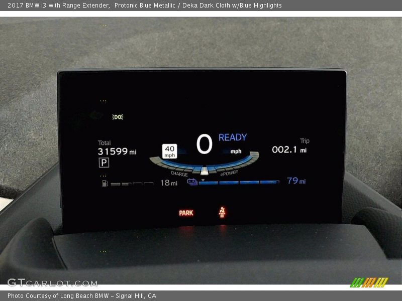 Protonic Blue Metallic / Deka Dark Cloth w/Blue Highlights 2017 BMW i3 with Range Extender