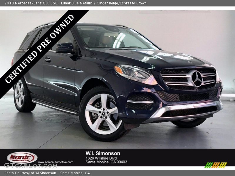 Lunar Blue Metallic / Ginger Beige/Espresso Brown 2018 Mercedes-Benz GLE 350