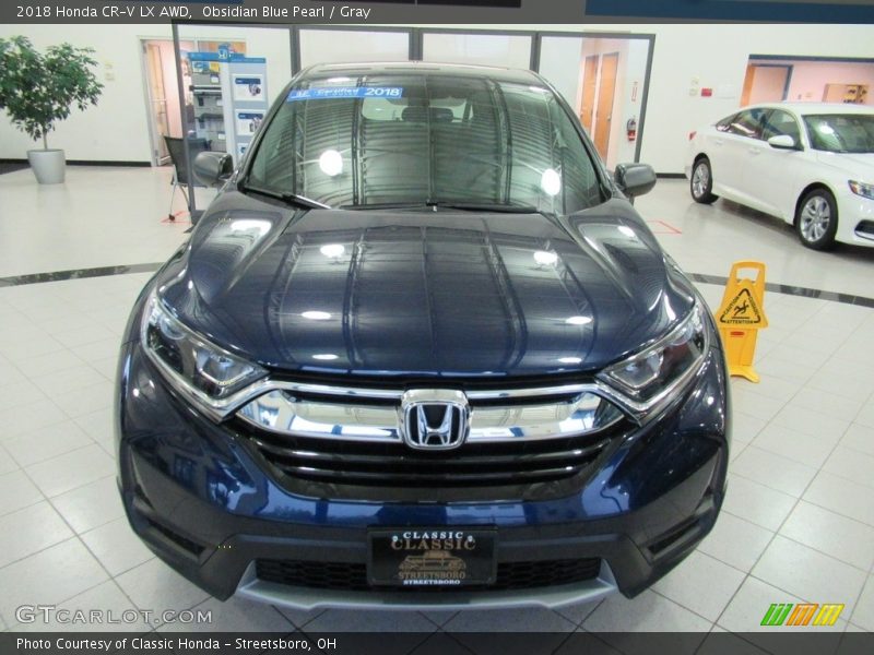 Obsidian Blue Pearl / Gray 2018 Honda CR-V LX AWD