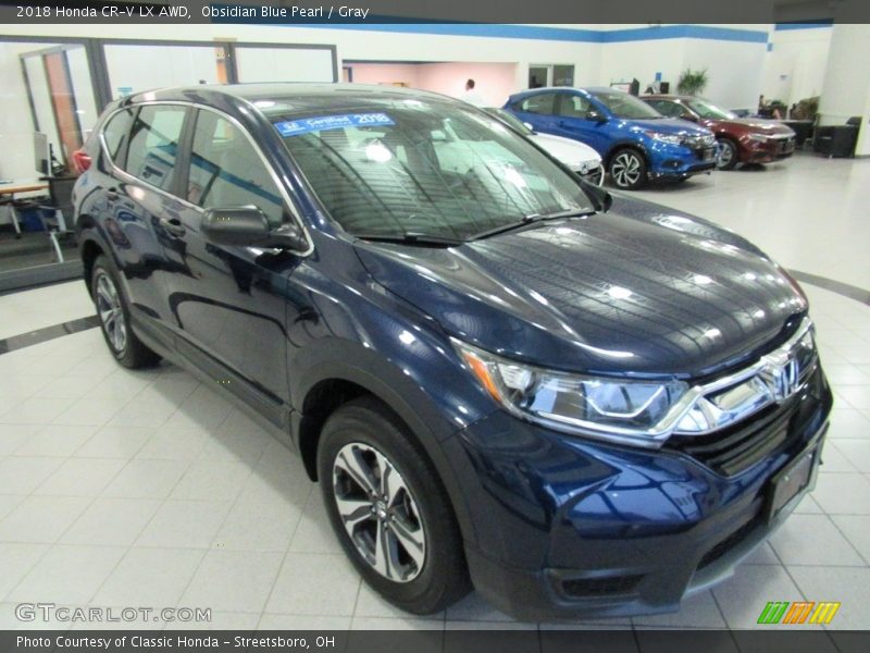 Obsidian Blue Pearl / Gray 2018 Honda CR-V LX AWD