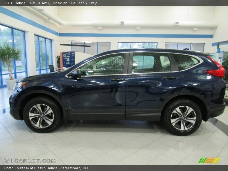 Obsidian Blue Pearl / Gray 2018 Honda CR-V LX AWD