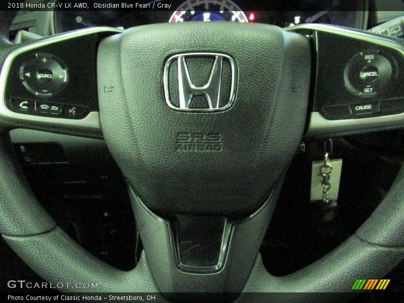 Obsidian Blue Pearl / Gray 2018 Honda CR-V LX AWD