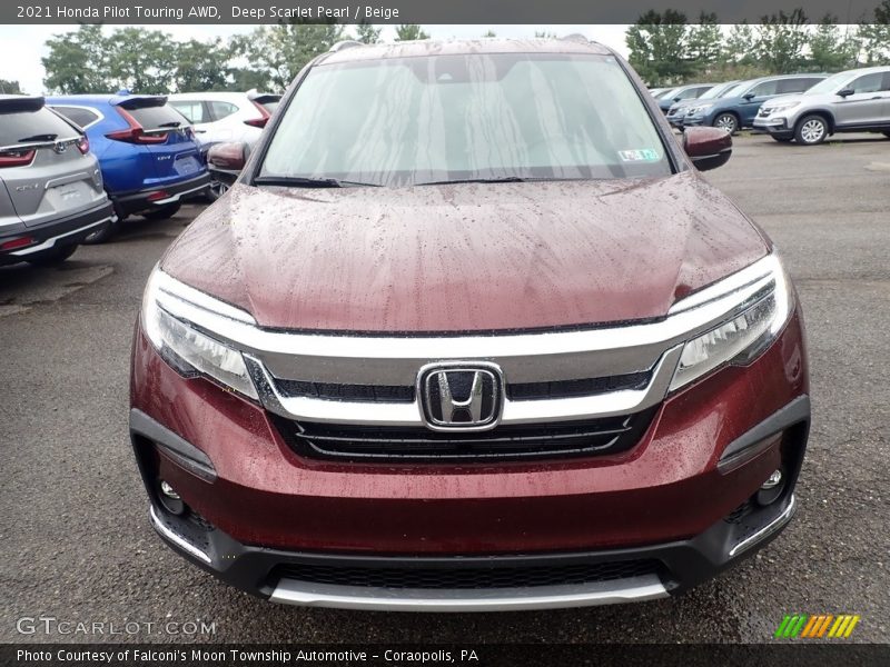 Deep Scarlet Pearl / Beige 2021 Honda Pilot Touring AWD