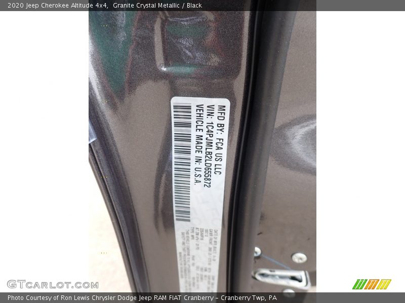 Granite Crystal Metallic / Black 2020 Jeep Cherokee Altitude 4x4