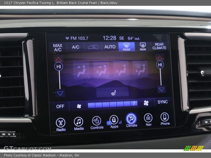 Brilliant Black Crystal Pearl / Black/Alloy 2017 Chrysler Pacifica Touring L
