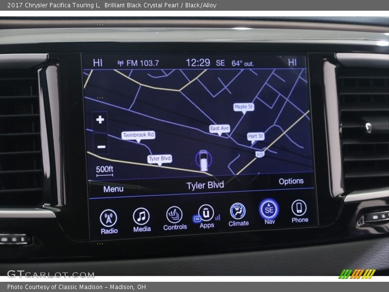 Brilliant Black Crystal Pearl / Black/Alloy 2017 Chrysler Pacifica Touring L