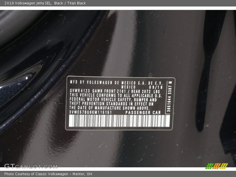 Black / Titan Black 2019 Volkswagen Jetta SEL