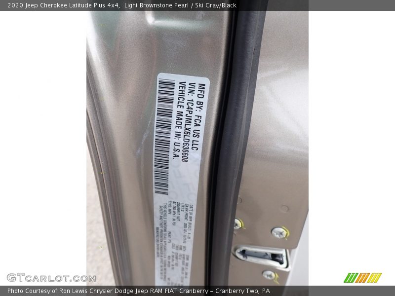 Light Brownstone Pearl / Ski Gray/Black 2020 Jeep Cherokee Latitude Plus 4x4