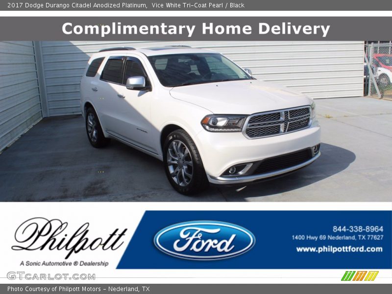 Vice White Tri-Coat Pearl / Black 2017 Dodge Durango Citadel Anodized Platinum