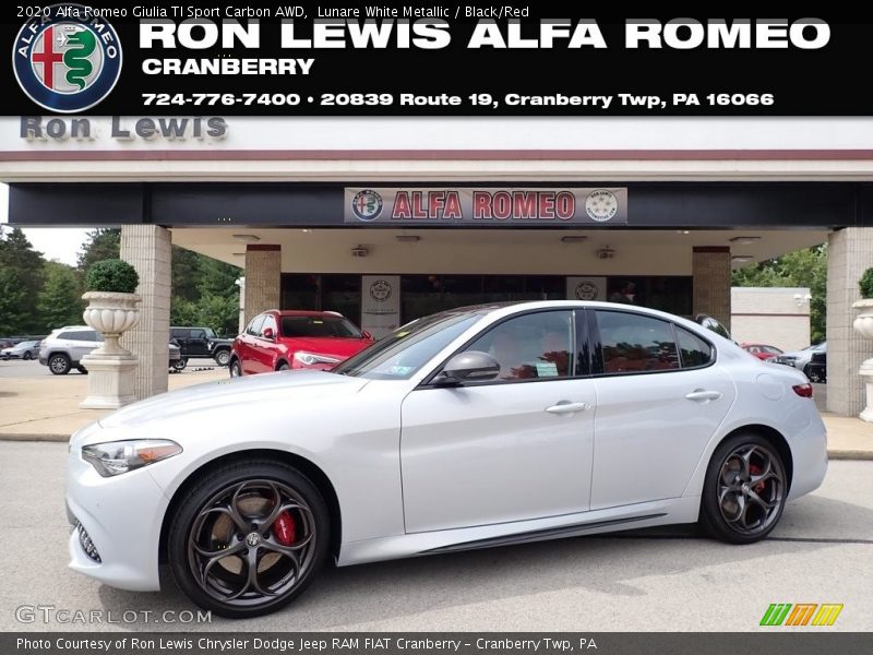 Lunare White Metallic / Black/Red 2020 Alfa Romeo Giulia TI Sport Carbon AWD
