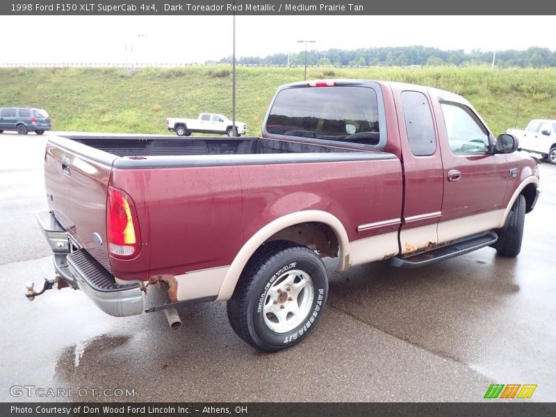 Dark Toreador Red Metallic / Medium Prairie Tan 1998 Ford F150 XLT SuperCab 4x4