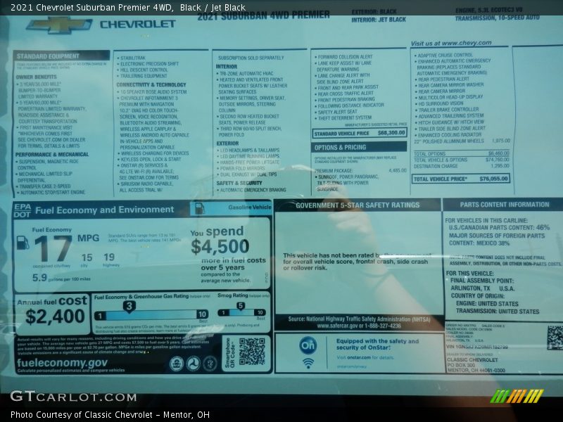  2021 Suburban Premier 4WD Window Sticker