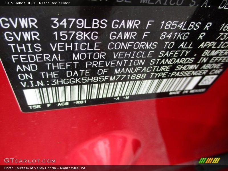 Milano Red / Black 2015 Honda Fit EX
