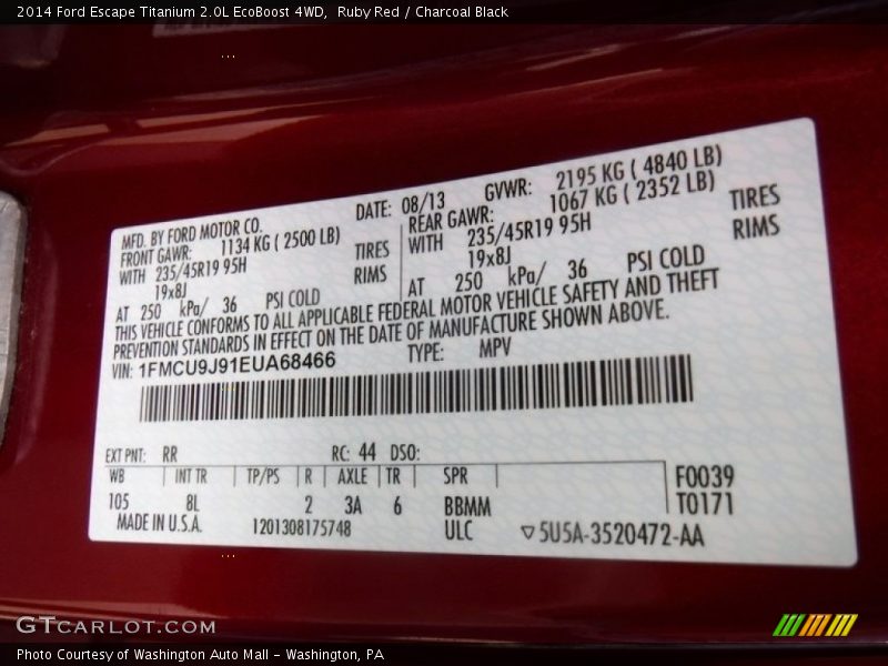 Ruby Red / Charcoal Black 2014 Ford Escape Titanium 2.0L EcoBoost 4WD