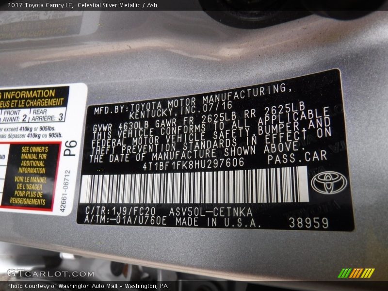 Celestial Silver Metallic / Ash 2017 Toyota Camry LE