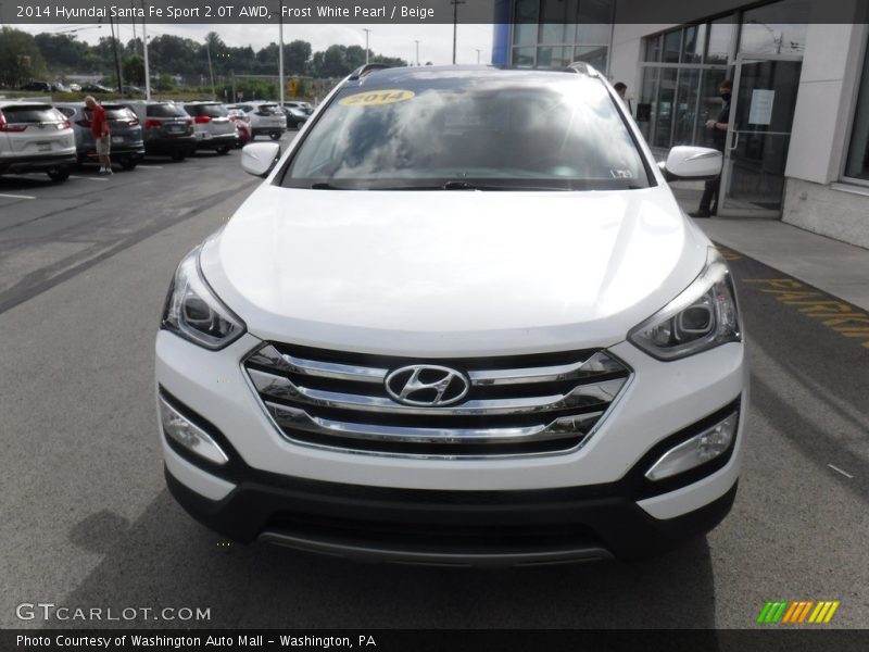 Frost White Pearl / Beige 2014 Hyundai Santa Fe Sport 2.0T AWD