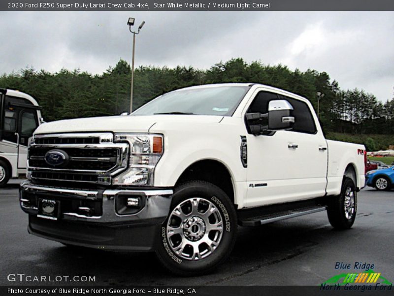 Star White Metallic / Medium Light Camel 2020 Ford F250 Super Duty Lariat Crew Cab 4x4