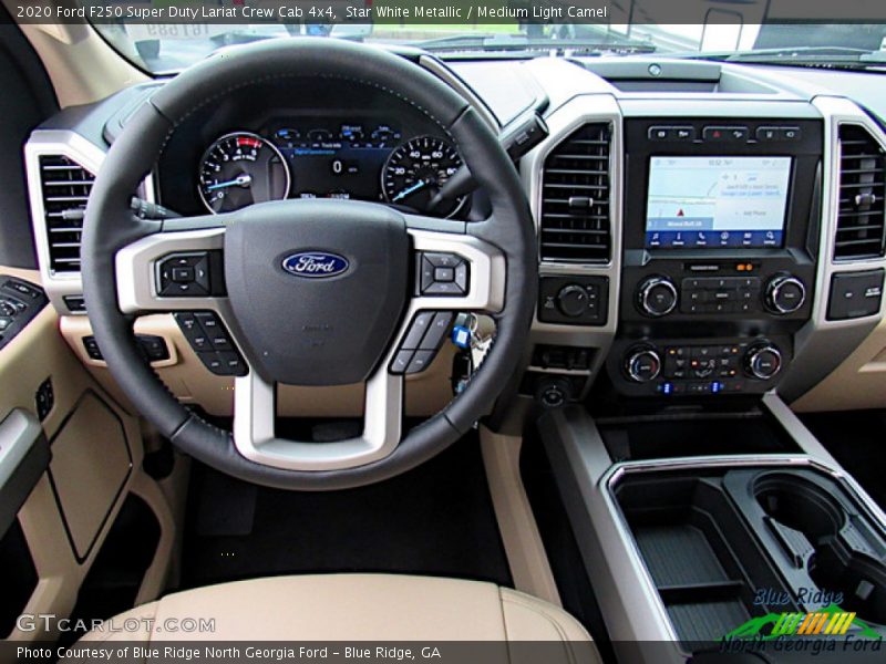 Star White Metallic / Medium Light Camel 2020 Ford F250 Super Duty Lariat Crew Cab 4x4