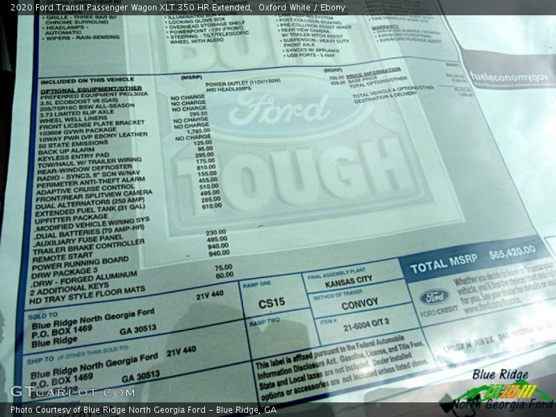 Oxford White / Ebony 2020 Ford Transit Passenger Wagon XLT 350 HR Extended