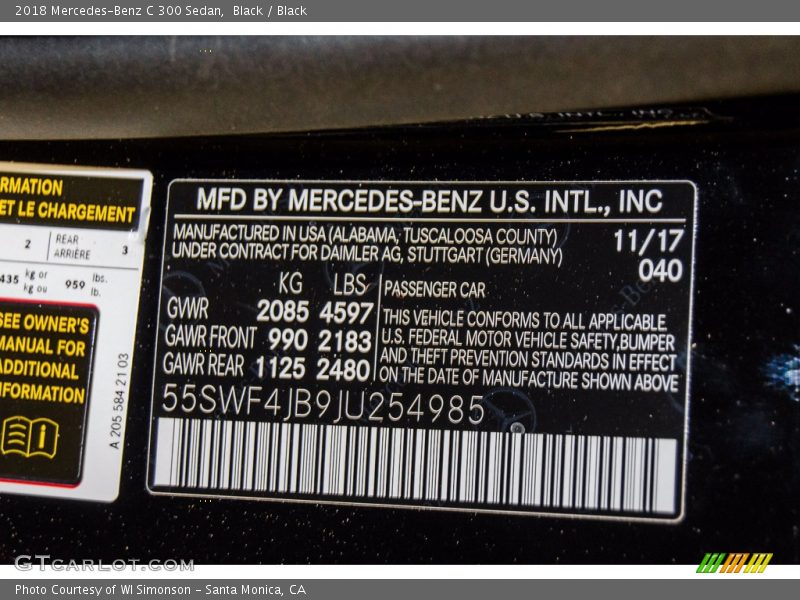 Black / Black 2018 Mercedes-Benz C 300 Sedan