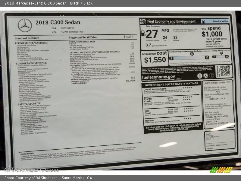 Black / Black 2018 Mercedes-Benz C 300 Sedan
